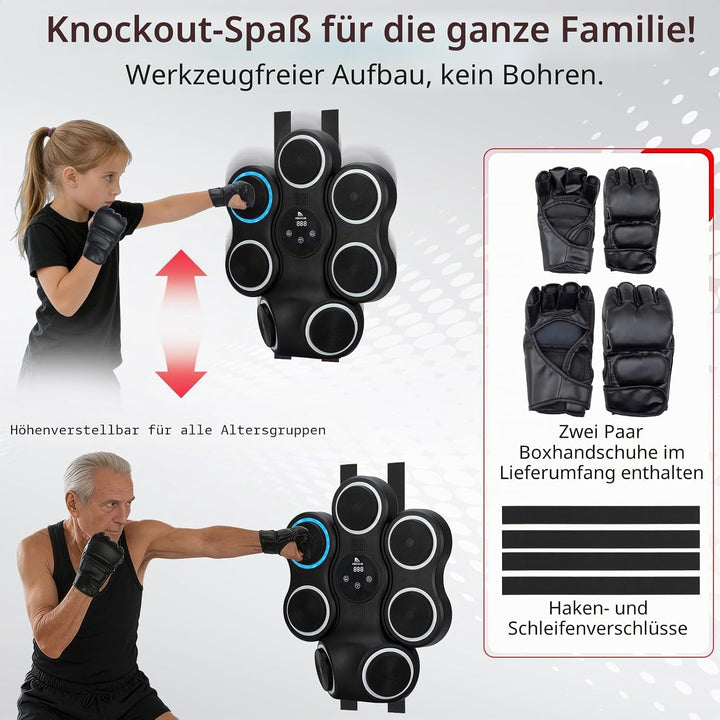 Abahub Music Boxing Machine for Adults &amp; Kids, Home Fitness Equipment with Gloves, Wall Mounted Inte