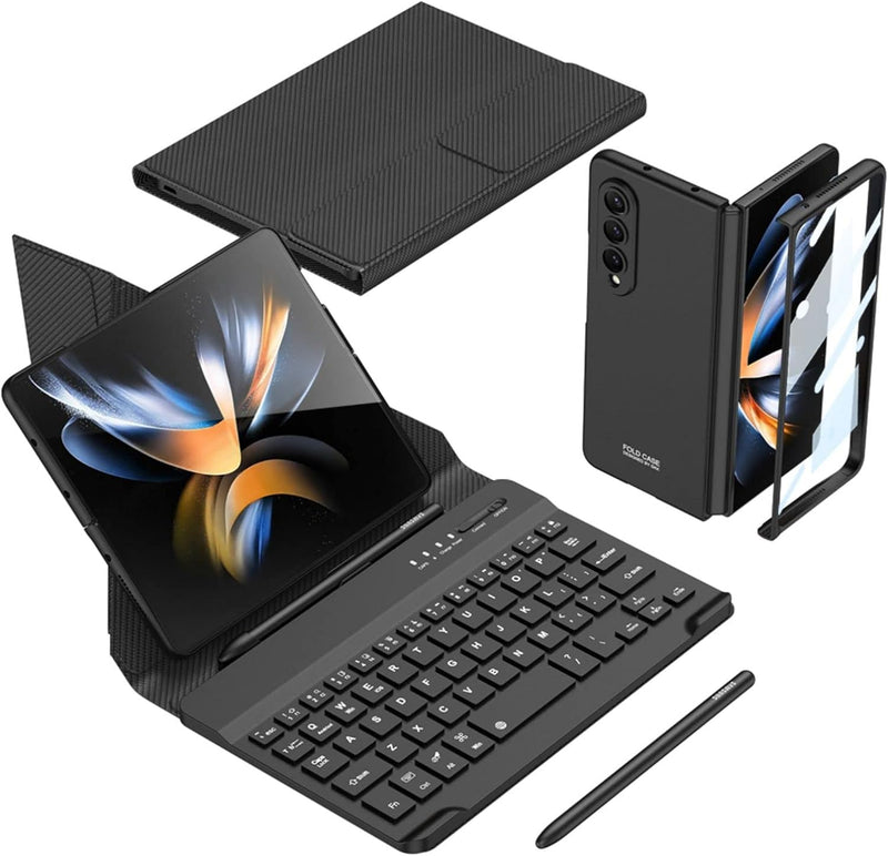 COQUE Samsung Galaxy Z Fold 3 Handyhülle,Handy Büro Tastatur+Touch Stift,Schutzfolie integrierte Han