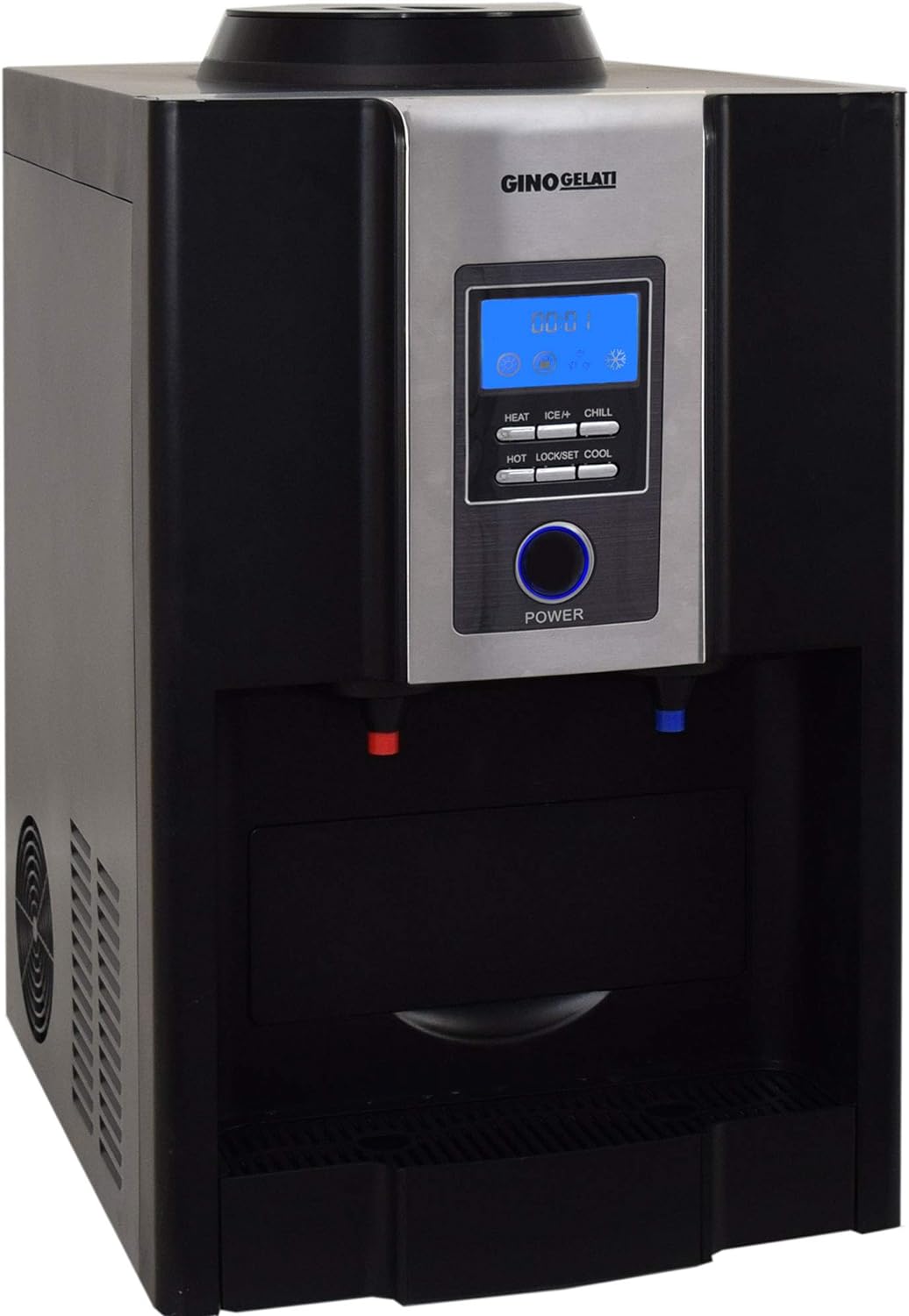 Gino Gelati GG-500W Digitaler Eiswürfelbereiter,(mit Heiss- und Kaltwasserfunktion, LCD Display)