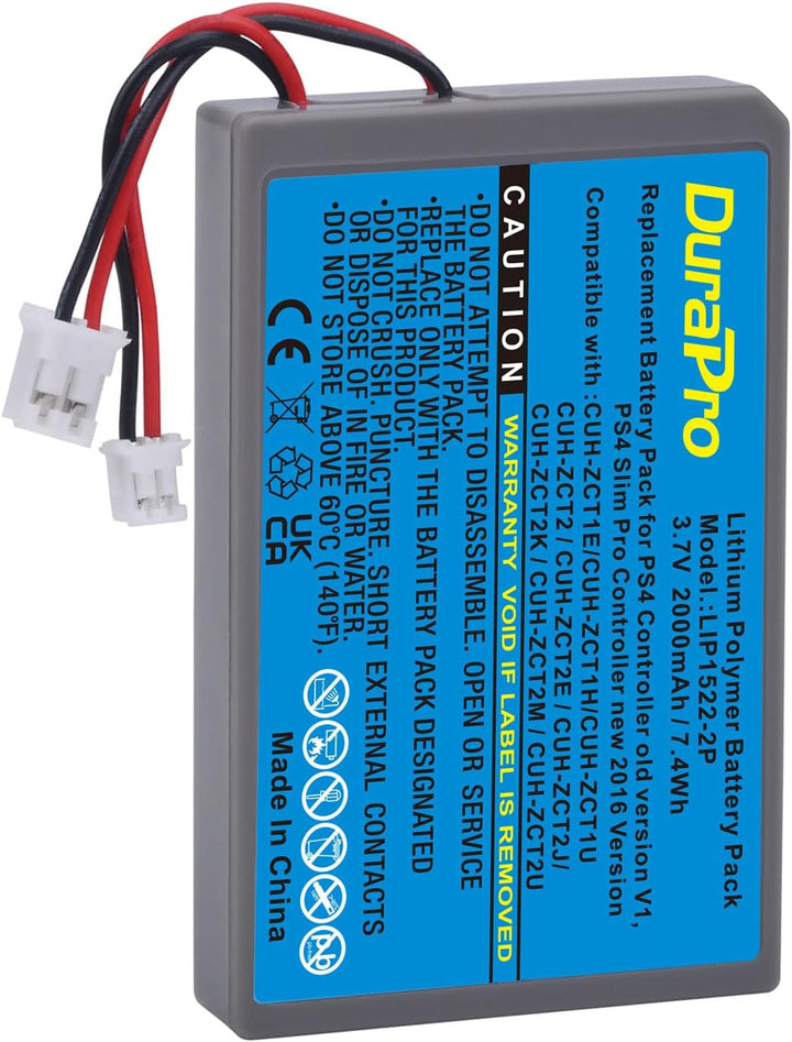 DuraPro 2X 2000mAh Battery Akku kompatibel mit Sony PS4 Slim / PS4 Pro PS4 LIP1522 KCR1410 Dualshock
