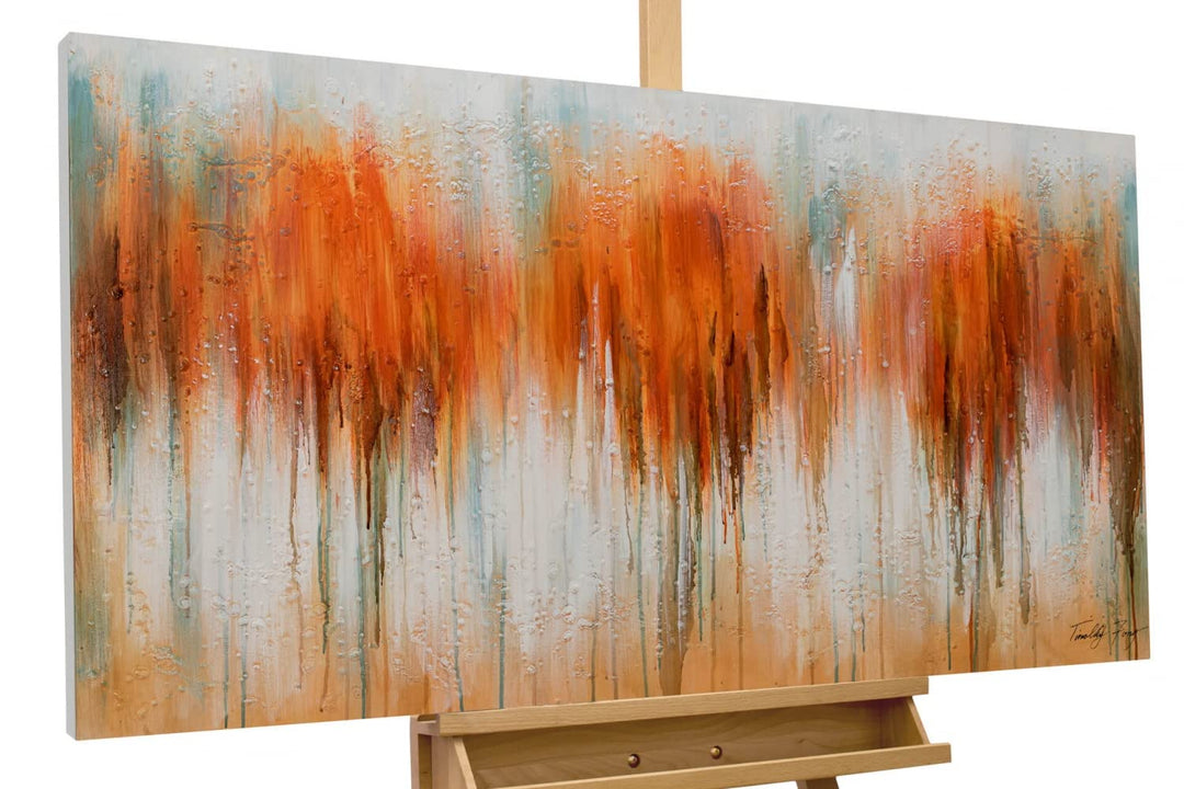KunstLoft Leinwandbild | 100% HANDGEMALT | 120x60cm | Gemälde 'Herbst in Orange' | Abstrakt | Orange