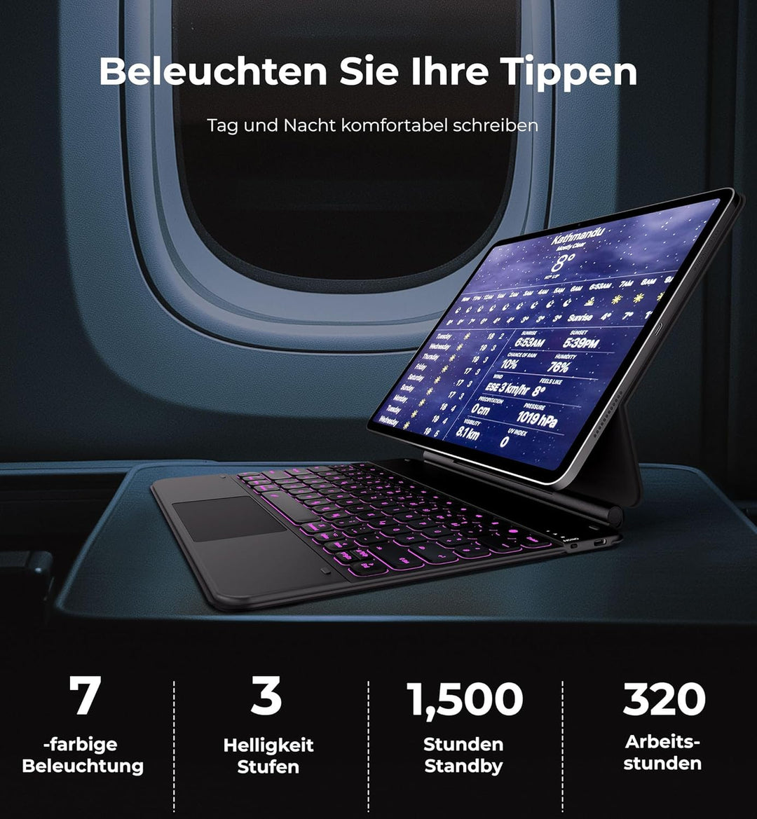 Dracool für iPad Air 13 Zoll Tastatur 2024, für iPad Pro 12.9 Hülle mit Tastatur (6./5./4./3.) Gen m