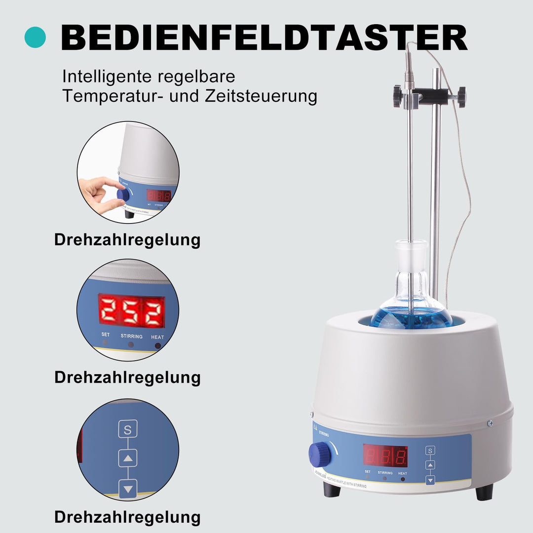 JOANLAB Labor Heizmantel 1000ml Elektrischer Laborheizungsmantel mit Magnetrührer, digitale Temperat