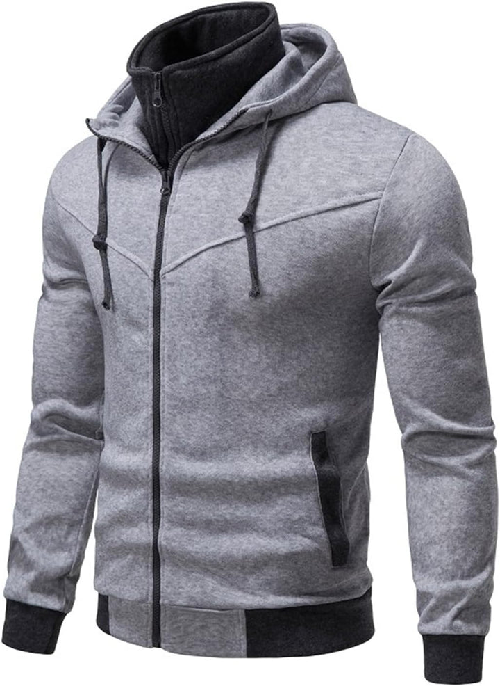 Hoodie Herren Reissverschluss Kapuzenpullover Fleece Kapuzenjacke Fake Two-Piece Sweatjacke XXL Grau