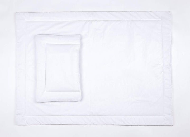 LOOLAY® 2 TLG BETTSET Füllung: Bettdecke 100x135 cm + Kissen 40x60 cm für Kinderbett. Farbe: WEIss