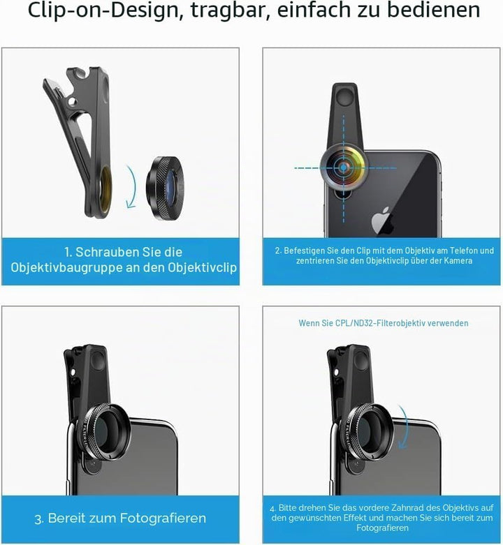 APEXEL 6 in 1 Handy-Objektiv-Kit, Super 205 ° Fischaugenobjektiv + 140 ° Weitwinkelobjektiv und 25x