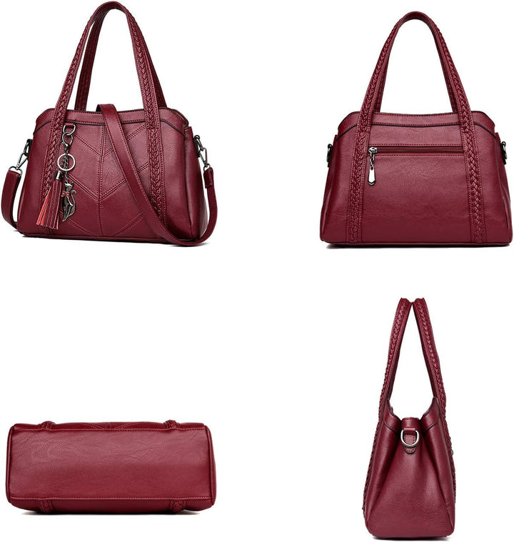 Damen Hobo Schultertasche Tasche mit Schultergurt Umhängetasche Handtasche aus PU-Leder EINWEG Lila,