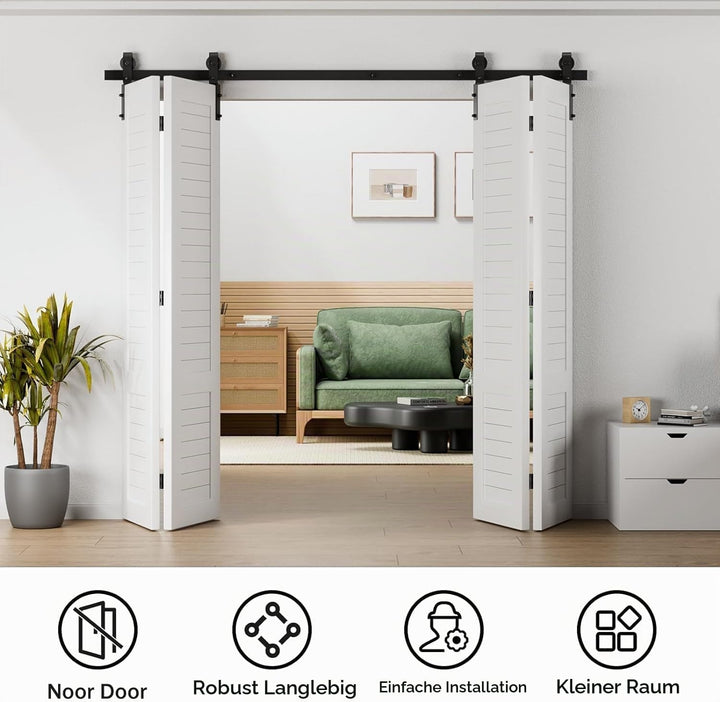 183cm/6FT Bifold Schiebetürbeschlag Schiebetüren Schiebetürsystem Komplettset Laufschiene Rollen Set