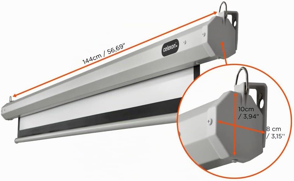 celexon Economy Motor-Leinwand 65" | 120x120 cm 1:1 | elektrische 4K,Full-HD Beamer-Leinwand für Bür