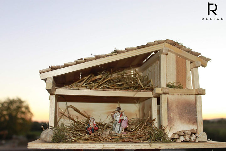 Weihnachtskrippe als Bausatz inkl. Dekomaterial und Anleitung, DIY Krippe zum Selberbauen, Einzeltei