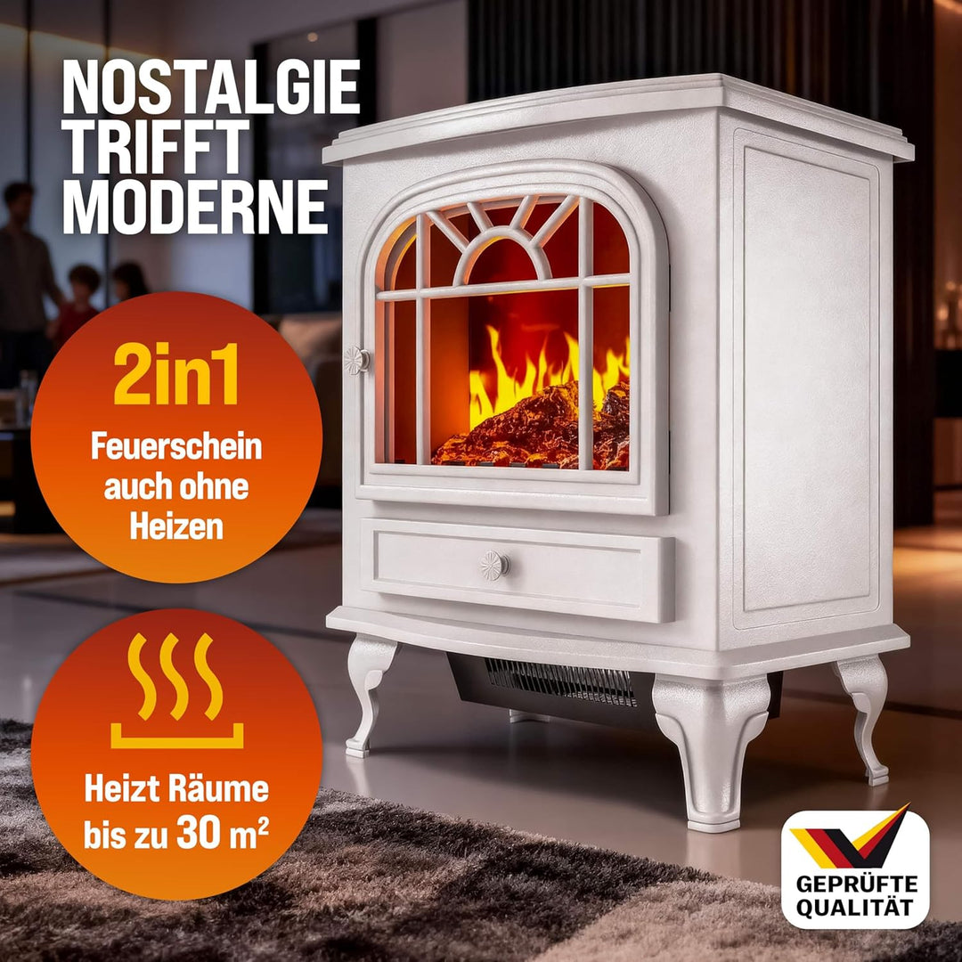 Elektrokamin Elektrischer Kamin mit Heizung LED Kaminfeuer Effekt Heizer Ofen 2000W 60 x 28 x 50cm w