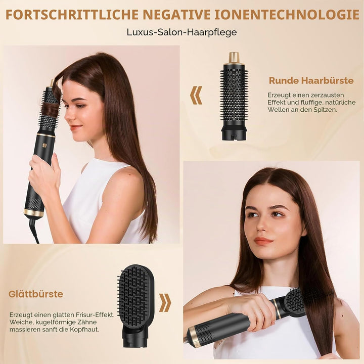 UKLISS Hairstyler 5 in 1 Haarstyler Pro Air Styler Set - 1000w Rundbürstenföhn zum Trocknen und Styl