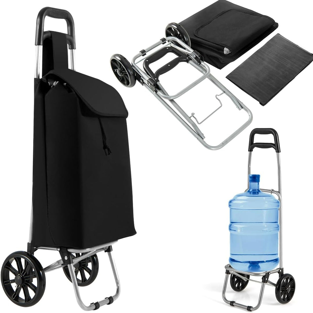COSTWAY 35L Einkaufstrolley klappbar, Einkaufswagen mit Abnehmbarer Einkaufstasche, Einkaufsroller b