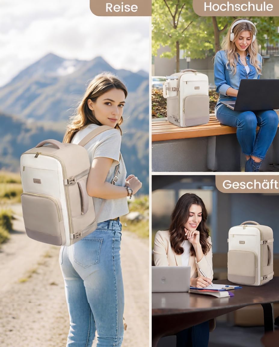 LOVEVOOK Handgepäck Rucksack, Rucksack Handgepäck Flugzeug, Gross Reiserucksack Damen Spritzwasserfe