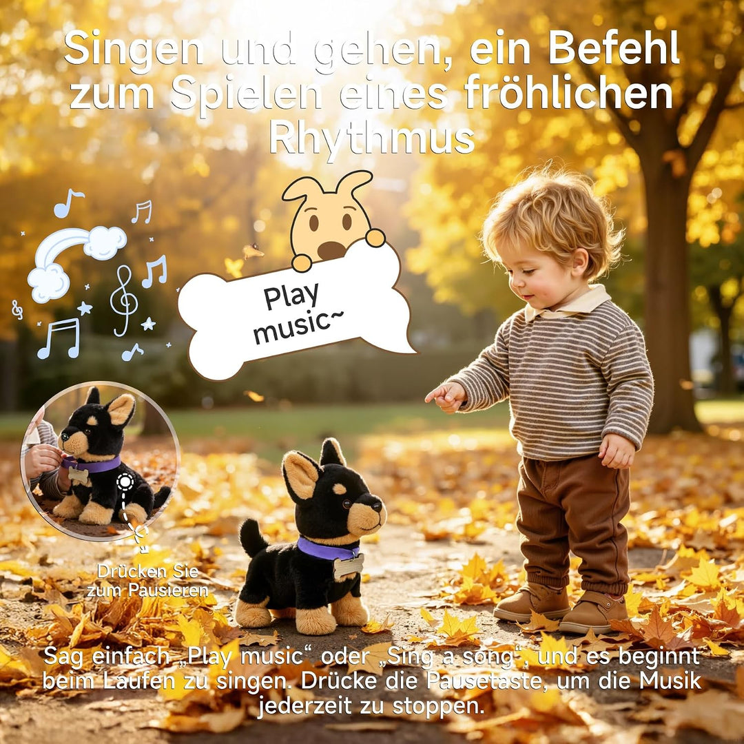 TUMAMA KIDS Laufendes und singendes Hundespielzeug, Plüschwelpe für Kinder | Spielzeughund Sprachges