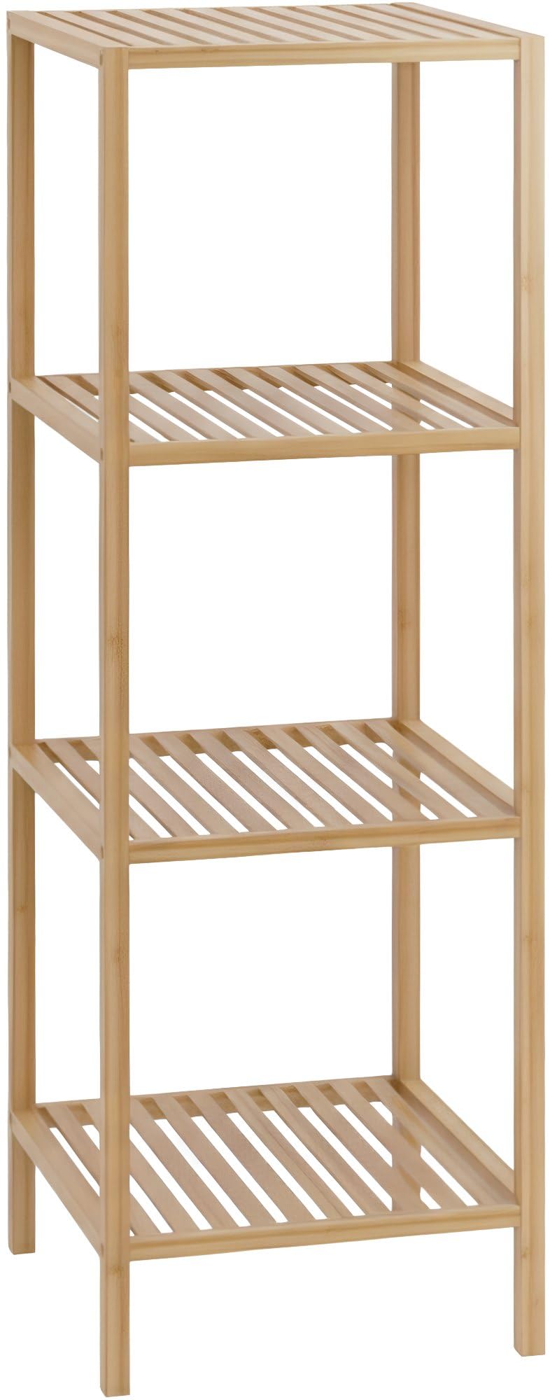 CLP Badregal stehend Bambus Zinnien, Holzregal Badezimmer schmal, Küchenregal stabil und belastbar,