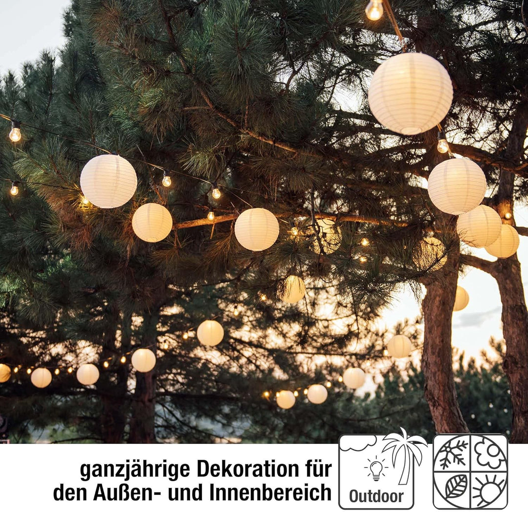 hellum LED Lampions aussen wetterfest, 5x LED für Lampions mit Fernbedienung, 5x 30cm weiss, Batteri