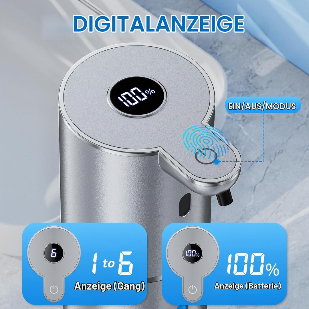 Fachixy Seifenspender Automatisch mit digitaler Anzeige,380ml Elektrischer Seifenspender mit Sensor,