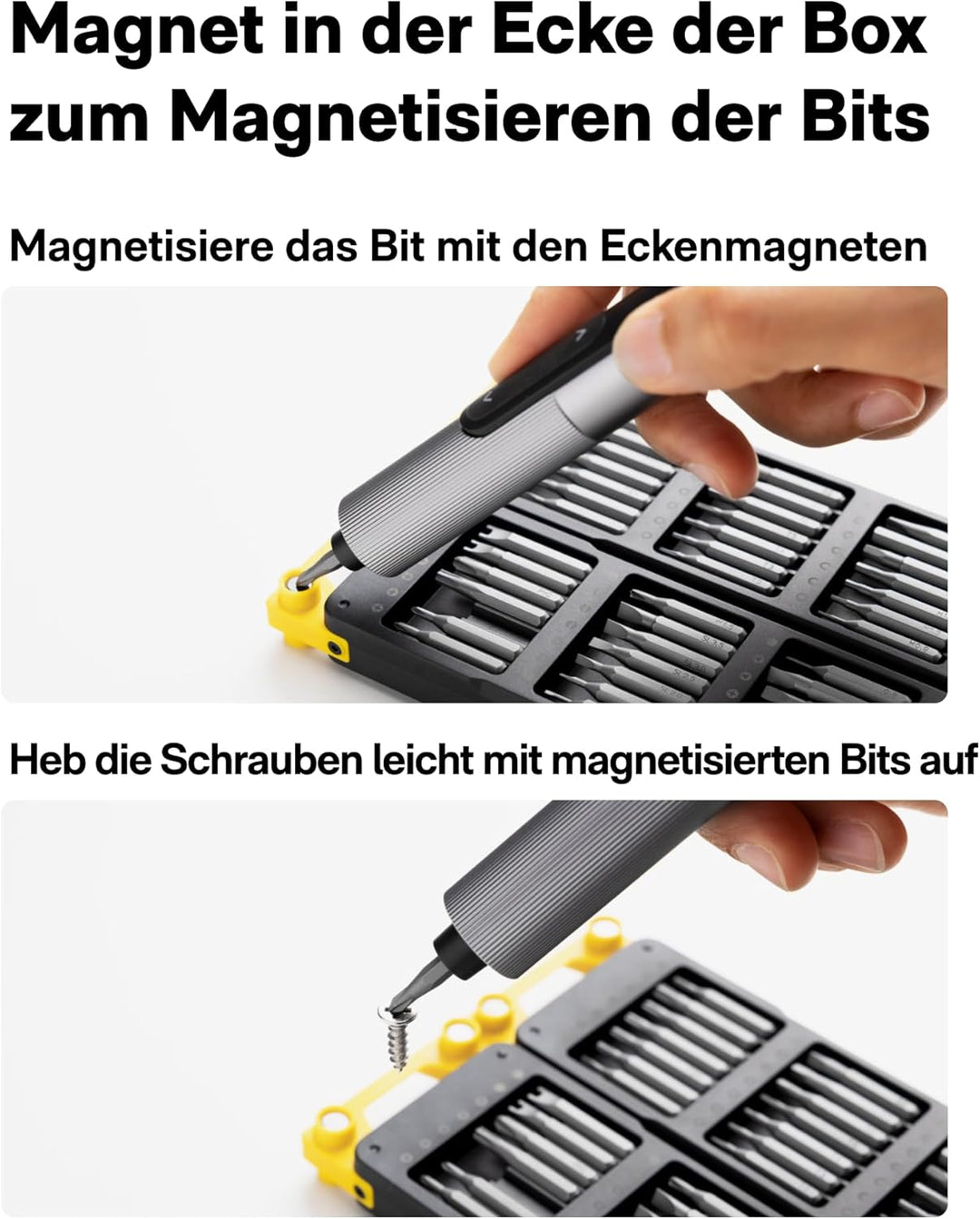 HOTO SNAPBLOQ™ S-A01 Mini Elektro Schraubendreher Set, Magnetische Präzisions-Schraubendreher Kit, 3