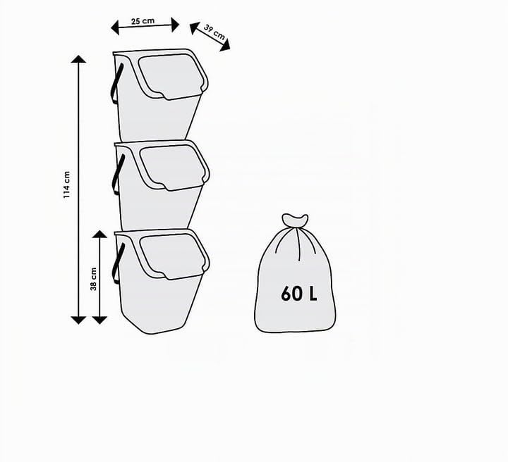 Go Practic Mülleimer Set 4 Stück 25L Mit Deckel Click-Function Abfalleimer Mülltrennsystem Abfallbeh