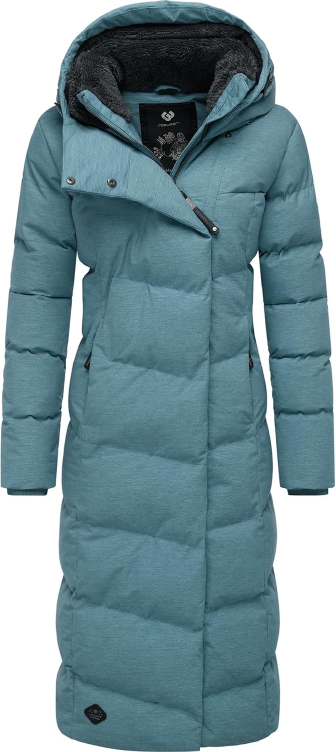Ragwear Damen atmungsaktiver Wintermantel Warmer wasserdichter Steppmantel lang mit Kapuze Pavla Lon
