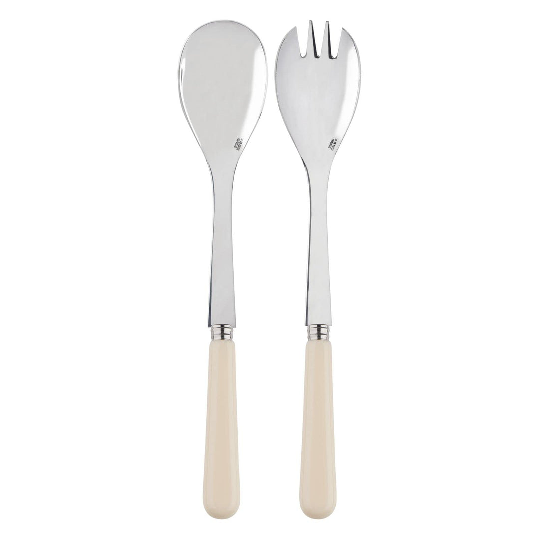SABRE PARIS - Salatbesteck, 2-teilig 26 cm - Pop - Edelstahl & Acryl - Spülmaschinenfest - Elfenbein
