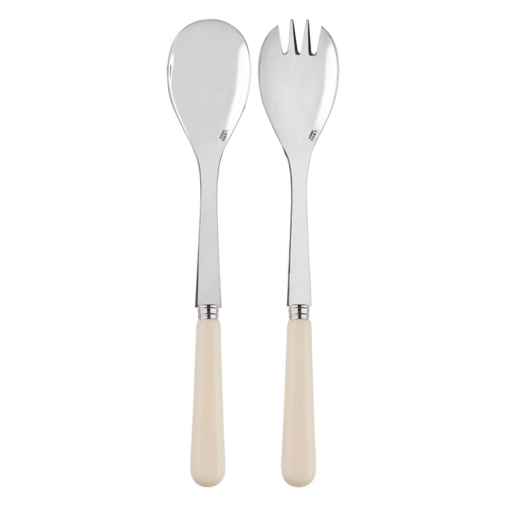 SABRE PARIS - Salatbesteck, 2-teilig 26 cm - Pop - Edelstahl & Acryl - Spülmaschinenfest - Elfenbein
