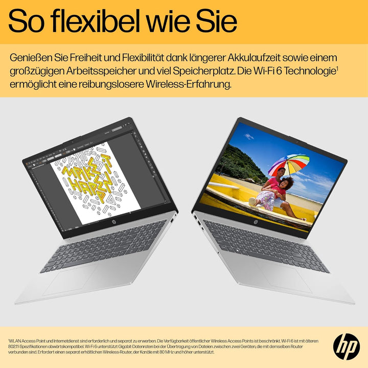 HP Laptop | 15,6 Zoll (39,6 cm) FHD IPS Display | AMD Ryzen 5 7520U | 16 GB RAM | 512 GB SSD | AMD R