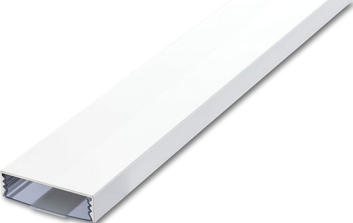 Flacher Design Aluminium Kabelkanal lackiert in Weiss Hochglanz RAL9003 selbstklebend 50 mm x 15 mm