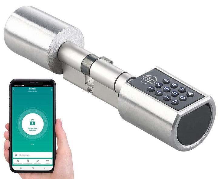 VisorTech Codeschloss: Elektronischer Tür-Schliesszylinder mit Zahlencode, Bluetooth &amp; App (Schliess