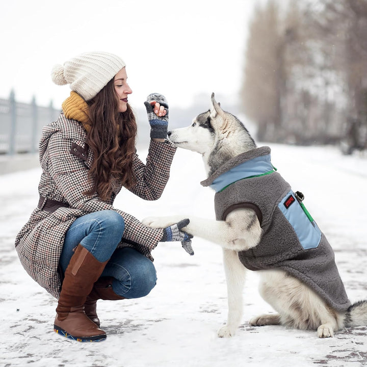 FEimaX Warme Hundemantel Winddichte Haustier Winter Fleece Hundejacke Winterweste mit D-Ring Hundekl