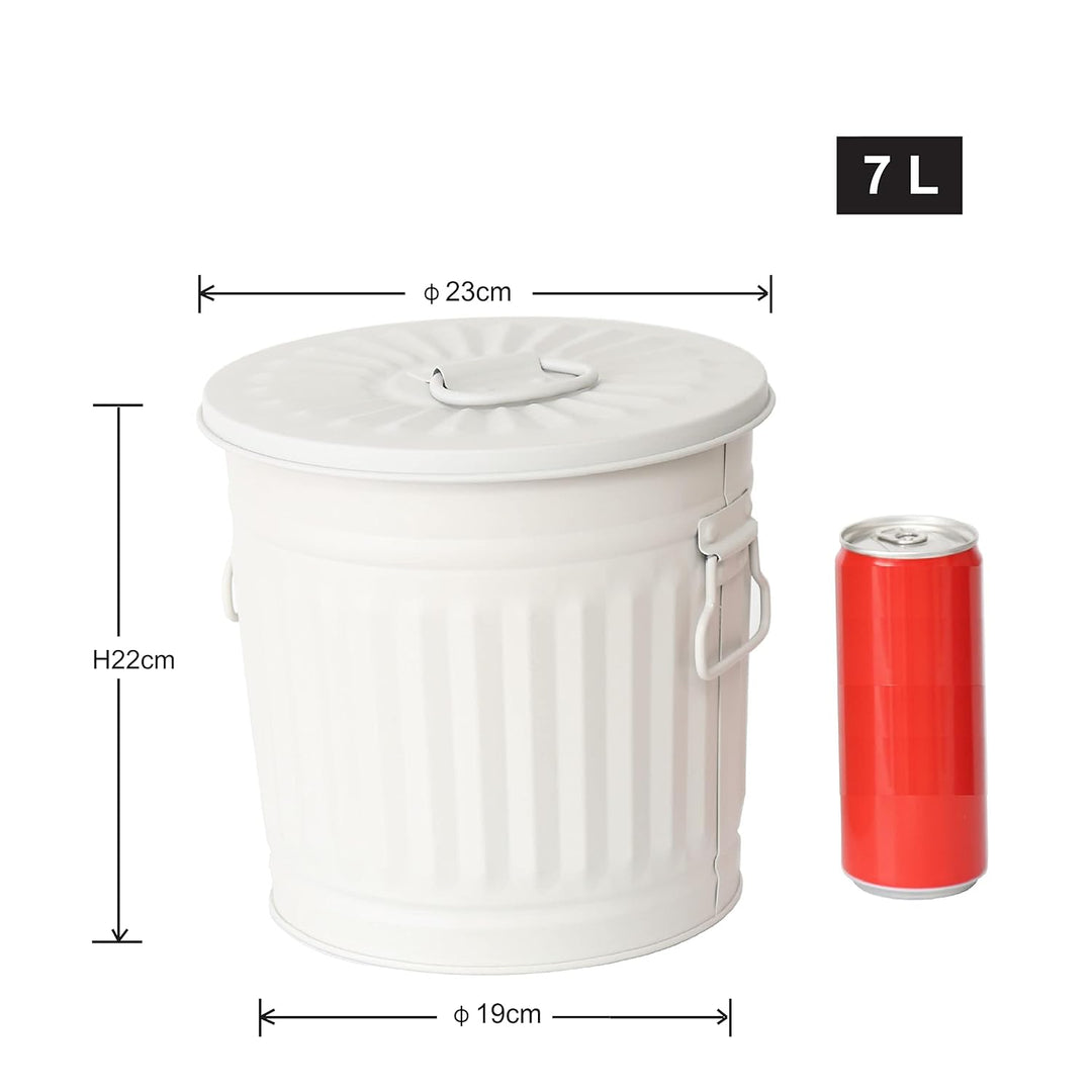 Jinfa Retrodesign Mülleimer mit Deckel | Grau | Ø Höhe 21,5 cm, 7 Liter 1 Stück - 7 Liter - Ø21,5cm