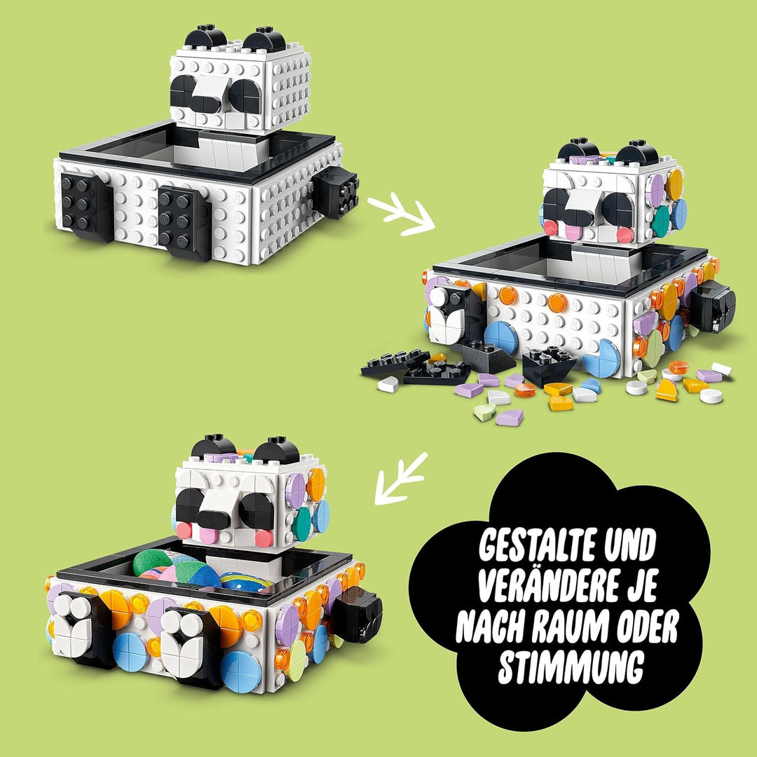 LEGO 41959 DOTS Panda Ablageschale, Mosaik Bastelset für Schmuckkästchen, Spielzeug als Schreibtisch