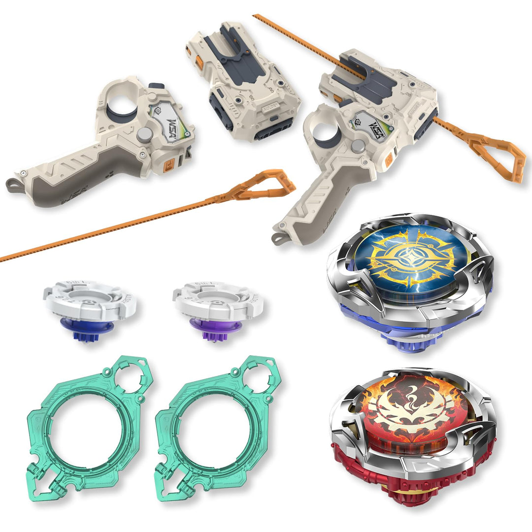 INFINITY NADO S7 Kreisel 2PCS mit 2 modularer kreiselwerfer, Metallkreisel Typ Verteidigung/Ausdauer