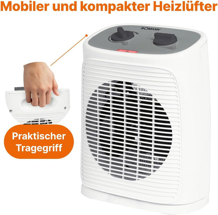 Bomann® Heizlüfter inkl. Ventilatorfunktion | elektrische Heizung mit stufenlosem regelbarem Thermos