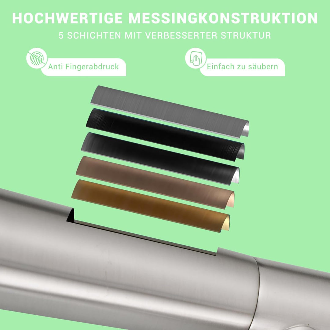 TIMACO Grosser Küchenarmatur mit Spiralfeder,22,36in, 360° Schwenkbare Spültischarmaturen mit Zwei A