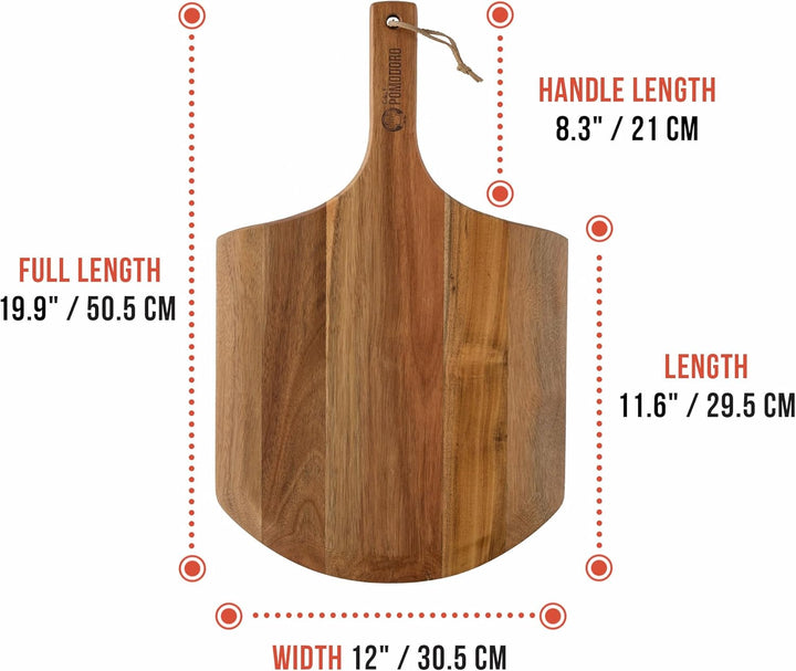 Chef Pomodoro - Pizzaschieber - 30 cm - Langer Griff für Extra Verbrennungsschutz - leichte Pizzasch