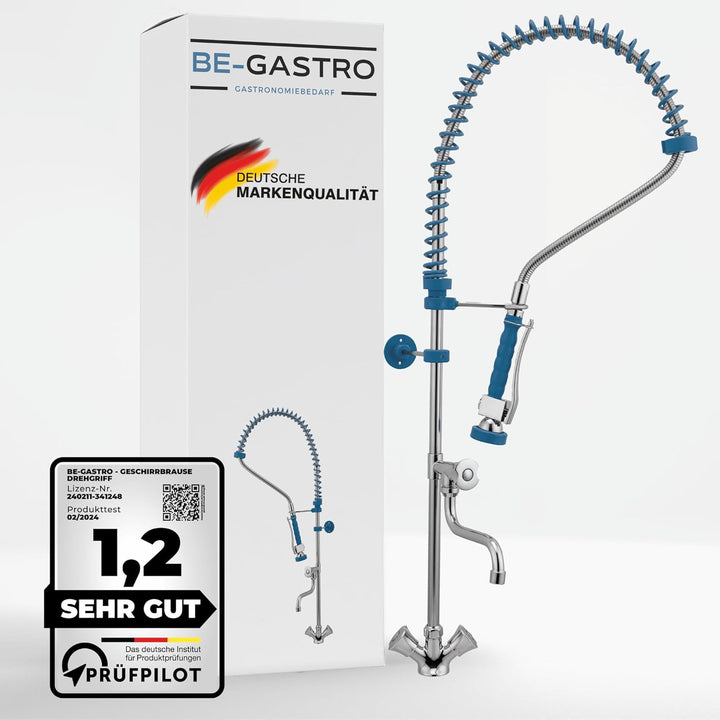 BE-GASTRO I Profi Gastro Geschirrbrause Einloch "Premium" Drehgriff blau inkl. Wasserhahn, Mischbatt