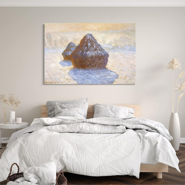 Printed Paintings Leinwand (80x60cm): Claude Monet - Heuschober Schneeeffekt 80x60 cm, 80x60 cm
