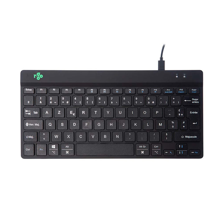 R-Go Compact Break Tastatur, AZERTY FR Layout, Mit Pausenanzeige, Ergonomische flaches Design, Kabel