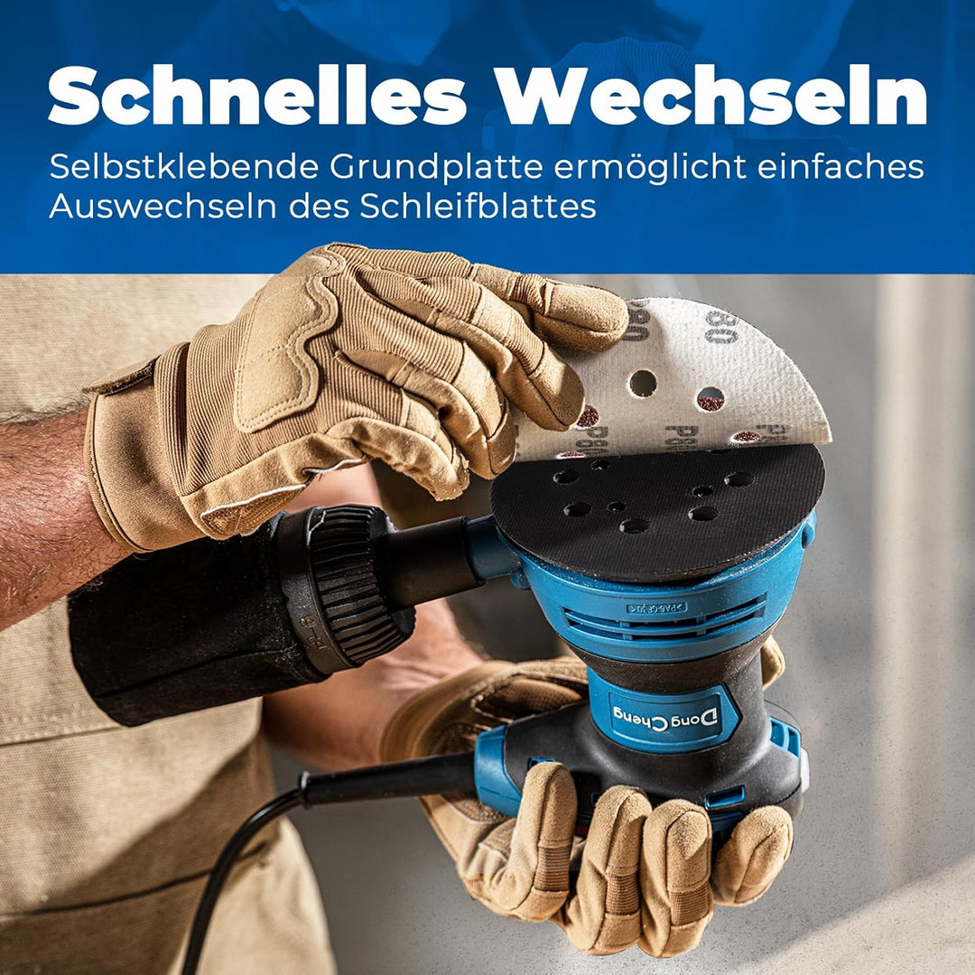 DongCheng Exzenterschleifer 300W, 125mm Schleifmaschine, 6 Geschwindigkeiten, 4,000-12,000 U/min mit