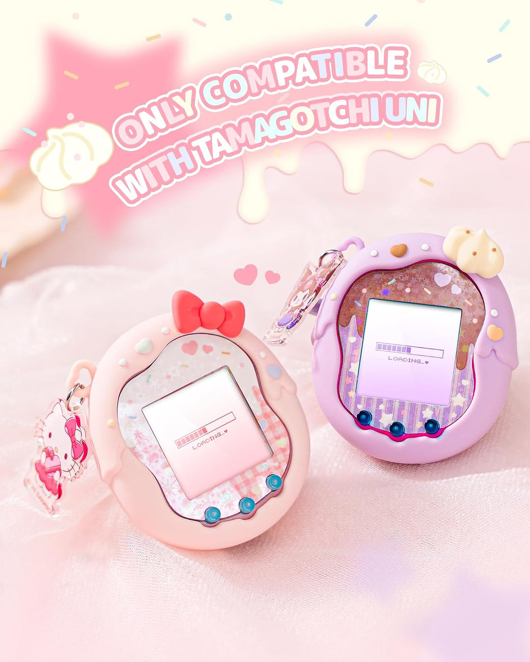 Kuitmor Sweetheart Chocolate Silikonhülle kompatibel mit Tamagotchi Uni, weiche Schutzhülle mit Cand