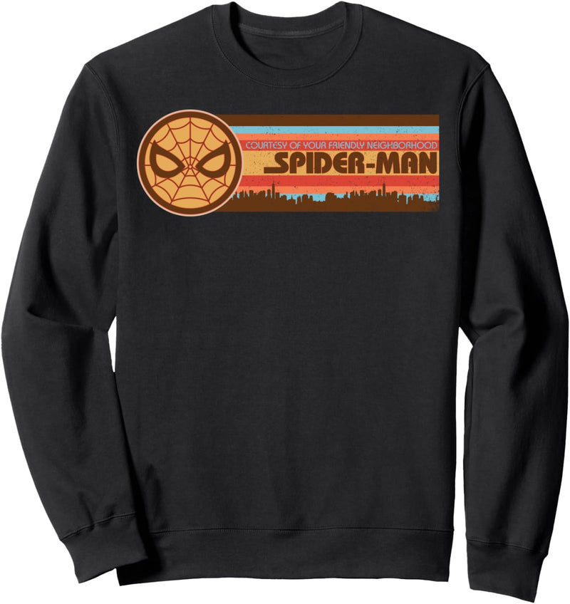 Marvel Spider-Man Retro Striped Skyline Sweatshirt