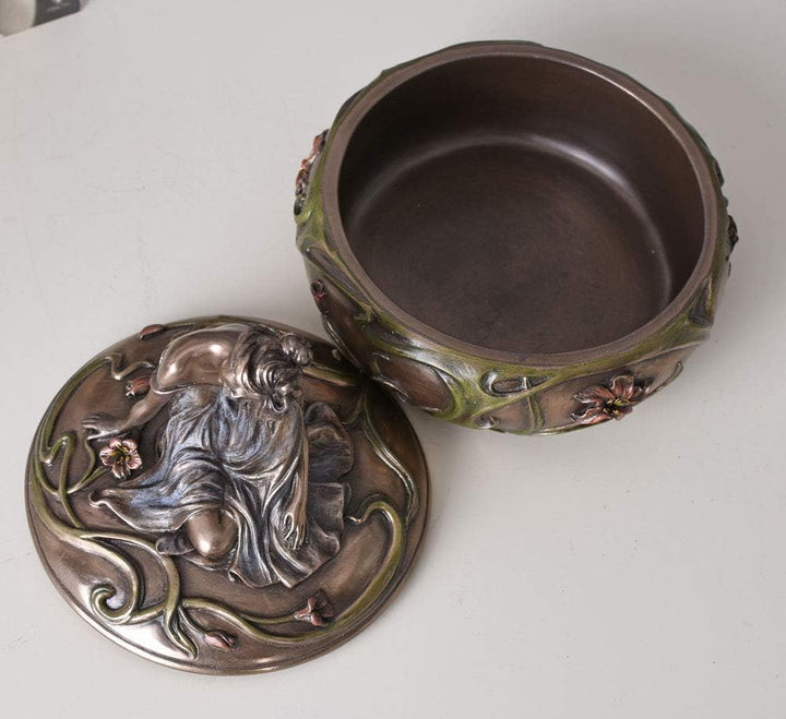 Romantische Schmuckschatulle Deckeldose Jugendstil Dame FrauenskulpturAN10292A4 Palazzo Exklusiv