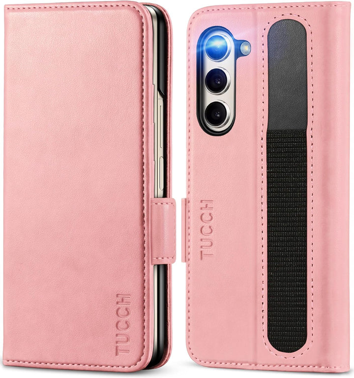 TUCCH Hülle für Galaxy Z Fold 5, Flip Case Magnetische Handyhülle mit S Pen Halter [RFID Blocker] [P