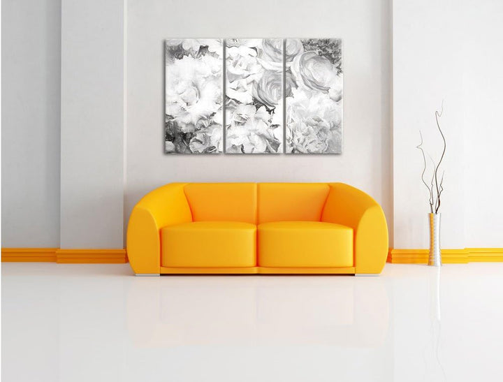 Pixxprint prachtvoller Blumenstrauss Kunst / 3-Teilig/Gesamtmass 120cm Leinwandbild bespannt auf Hol