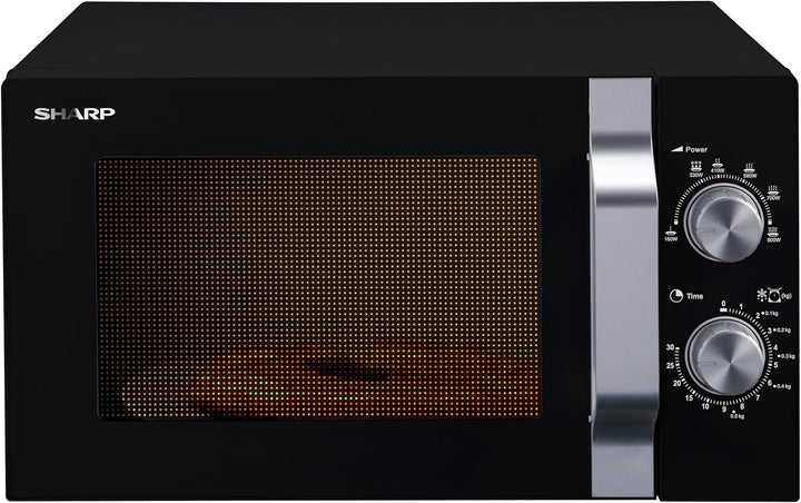 Sharp R204BA Solo-Mikrowelle,20 L,800 W,6 Leistungsstufen,Timer von 30 Minuten bis 00 Sekunden,Schwa