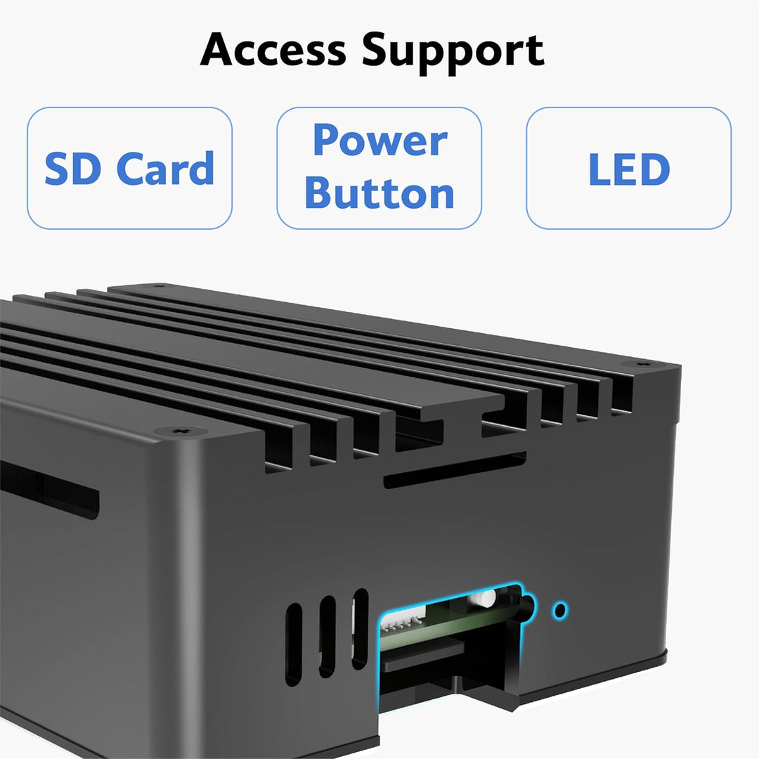 Akasa Pi-5 Pro, Aluminum Raspberry Pi 5 Case with Heatsink, Fanless Passive Cooling, Concealed Micro