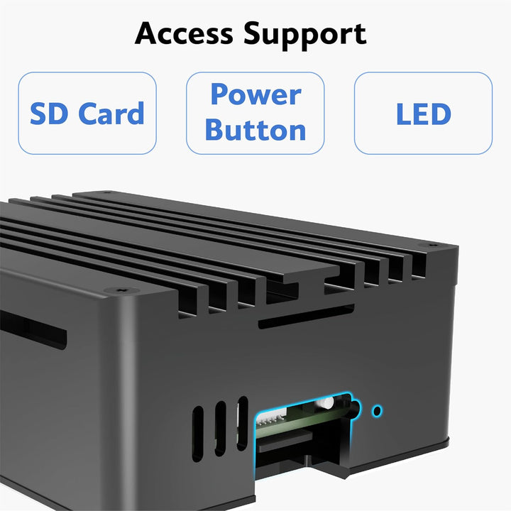 Akasa Pi-5 Pro, Aluminum Raspberry Pi 5 Case with Heatsink, Fanless Passive Cooling, Concealed Micro