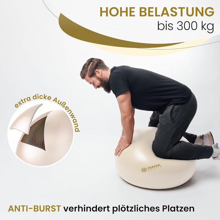 Gymnastikball &amp; Sitzball - 4 Grössen - Deutsche Entwicklung - Rutschfester Yoga Ball mit Noppen - Ex